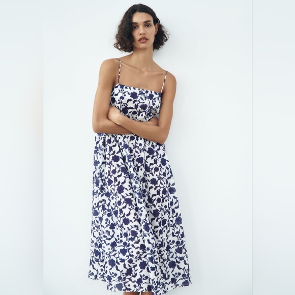 NWT Zara Floral Printed Cotton Dress - 2183/072 - Picture 2 of 11